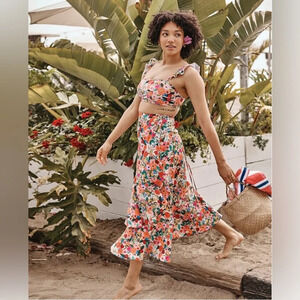 EUC Garden Party Floral Wrap Swim Skirt Rifle Paper x Summersalt size Medium